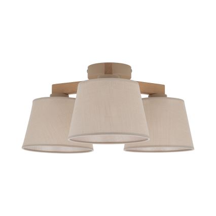 Brilagi - Pritrjen stropni lestenec LATTE SABIA 3xE27/60W/230V borovina/bež