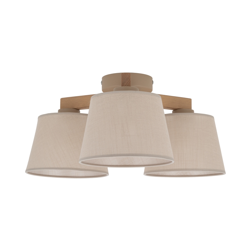 Brilagi - Pritrjen stropni lestenec LATTE SABIA 3xE27/60W/230V borovina/bež