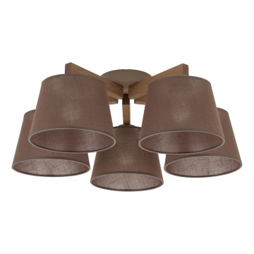 Brilagi - Pritrjen stropni lestenec LATTE SABIA 5xE27/15W/230V borovica/rjava