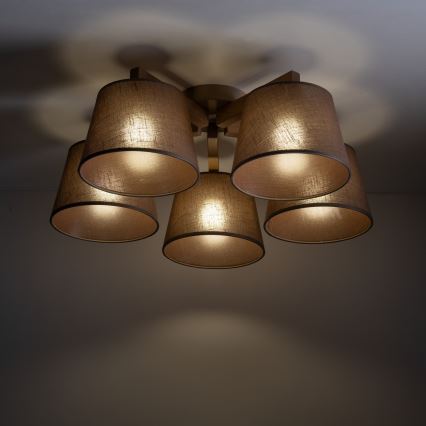 Brilagi - Pritrjen stropni lestenec LATTE SABIA 5xE27/15W/230V borovica/rjava