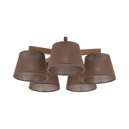 Brilagi - Pritrjen stropni lestenec LATTE SABIA 5xE27/15W/230V borovica/rjava