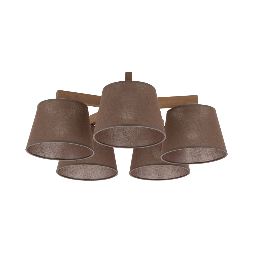 Brilagi - Pritrjen stropni lestenec LATTE SABIA 5xE27/15W/230V borovica/rjava