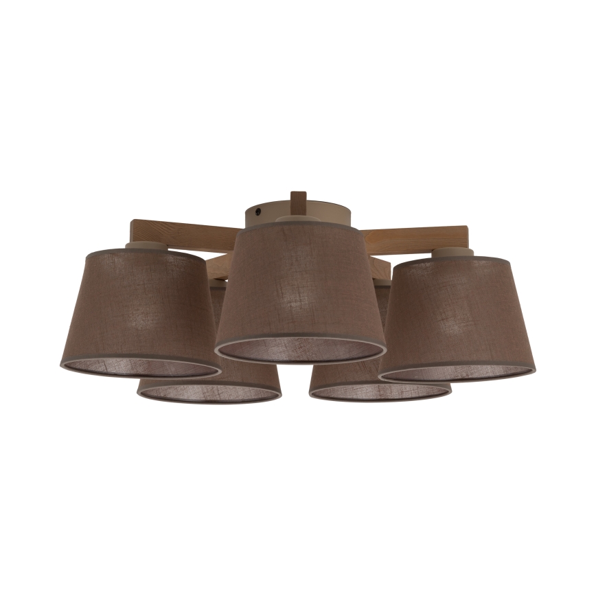 Brilagi - Pritrjen stropni lestenec LATTE SABIA 5xE27/15W/230V borovica/rjava