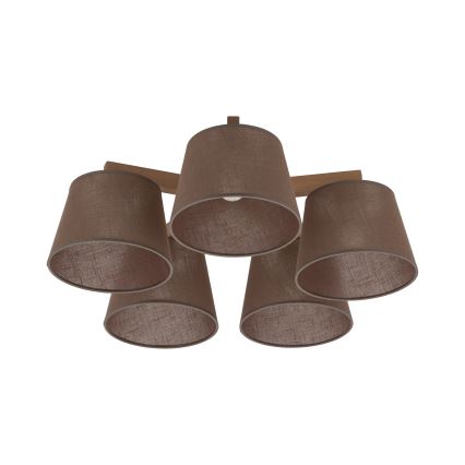 Brilagi - Pritrjen stropni lestenec LATTE SABIA 5xE27/15W/230V borovica/rjava