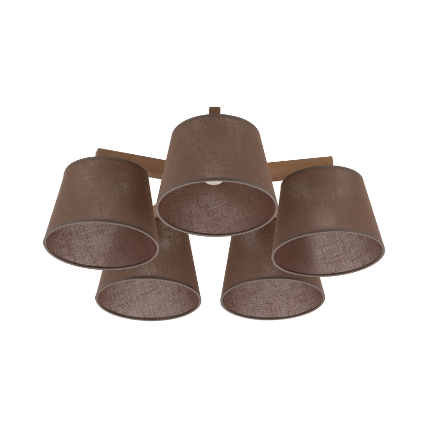 Brilagi - Pritrjen stropni lestenec LATTE SABIA 5xE27/15W/230V borovica/rjava