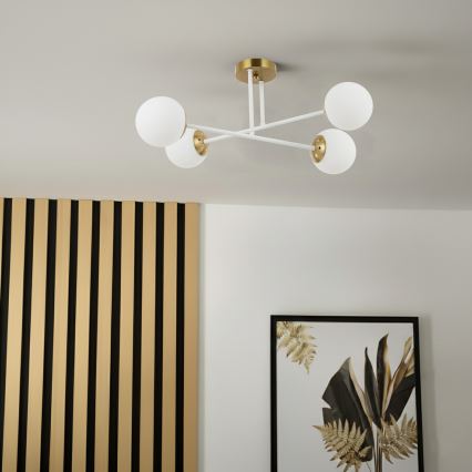 Brilagi - Pritrjen stropni lestenec MALIVA 4xE14/15W/230V zlata/bela