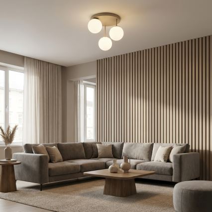 Brilagi - Pritrjen stropni lestenec MILO ECRU 3xE27/60W/230V bež/zlata