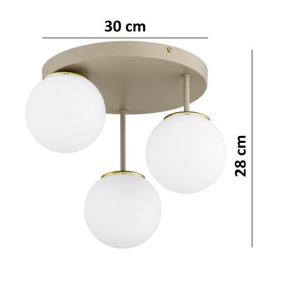 Brilagi - Pritrjen stropni lestenec MILO ECRU 3xE27/60W/230V bež/zlata
