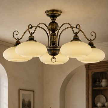 Brilagi - Pritrjen stropni lestenec MOLLERO 5xE27/15W/230V, Ø 84 cm, bronza/patina