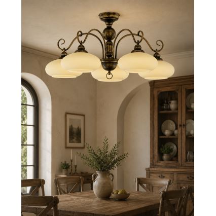 Brilagi - Pritrjen stropni lestenec MOLLERO 5xE27/15W/230V, Ø 84 cm, bronza/patina