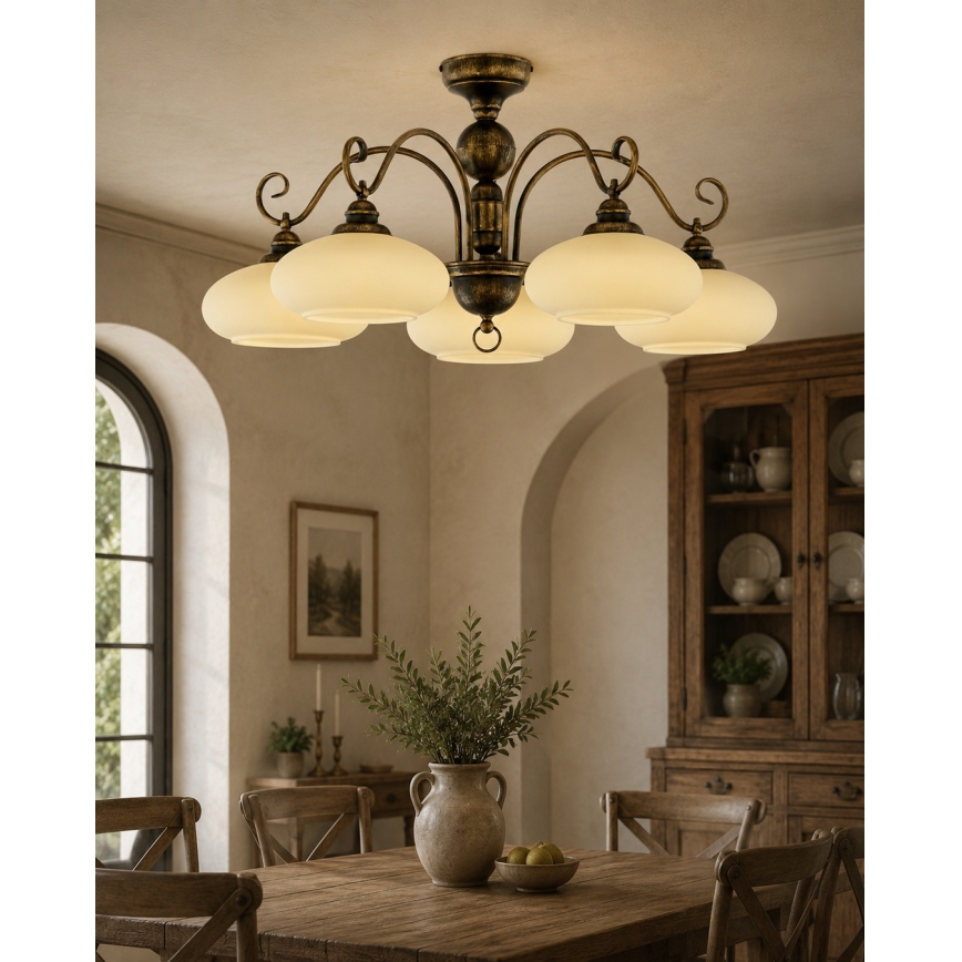 Brilagi - Pritrjen stropni lestenec MOLLERO 5xE27/15W/230V, Ø 84 cm, bronza/patina