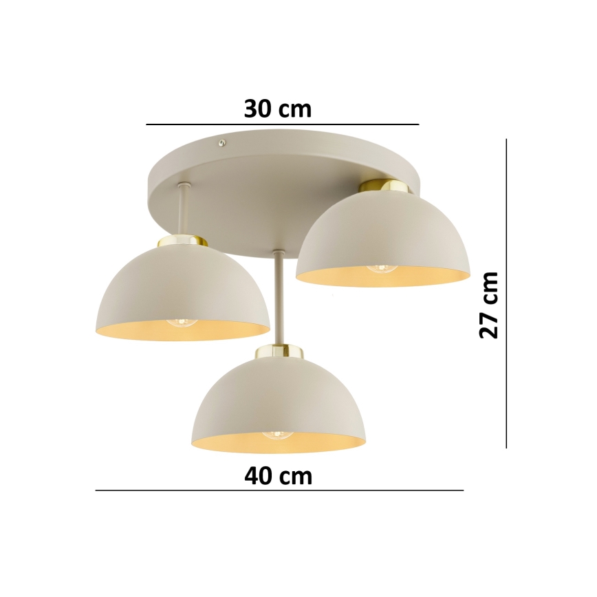 Brilagi - Pritrjen stropni lestenec MOON 3xE27/60W/230V bež/zlata