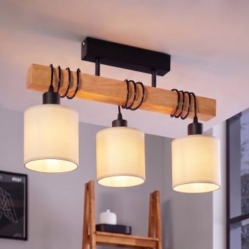 Brilagi - Pritrjen stropni lestenec NUBILA 3xE27/60W/230V borovica/kremna