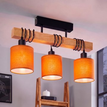 Brilagi - Pritrjen stropni lestenec NUBILA 3xE27/60W/230V borovica/oranžna