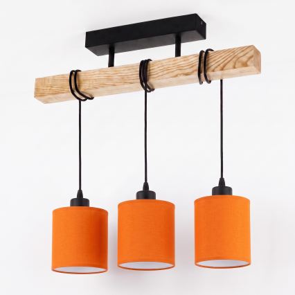 Brilagi - Pritrjen stropni lestenec NUBILA 3xE27/60W/230V borovica/oranžna