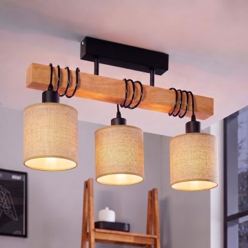 BRILAGI - Pritrjen stropni lestenec NUBILA 3xE27/60W/230V borovica/svetlo rjava