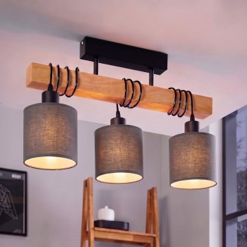Brilagi - Pritrjen stropni lestenec NUBILA 3xE27/60W/230V borovina/antracit