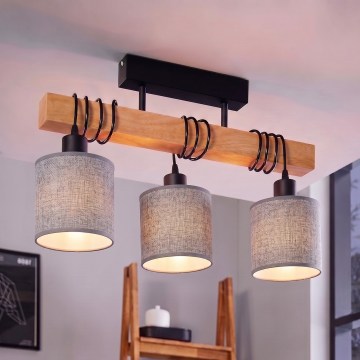 Brilagi - Pritrjen stropni lestenec NUBILA 3xE27/60W/230V borovina/siva