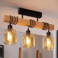 Brilagi - Pritrjen stropni lestenec WOOD GLASS 3xE27/60W/230V bor/črna/dimna rjava