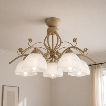 Brilagi - Pritrjena stropna svetilka ANTICO MODERN 5xE27/60W/230V bež