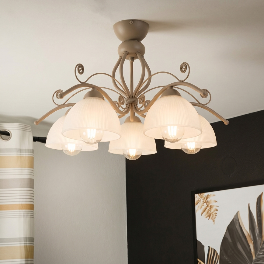 Brilagi - Pritrjena stropna svetilka ANTICO MODERN 5xE27/60W/230V bež