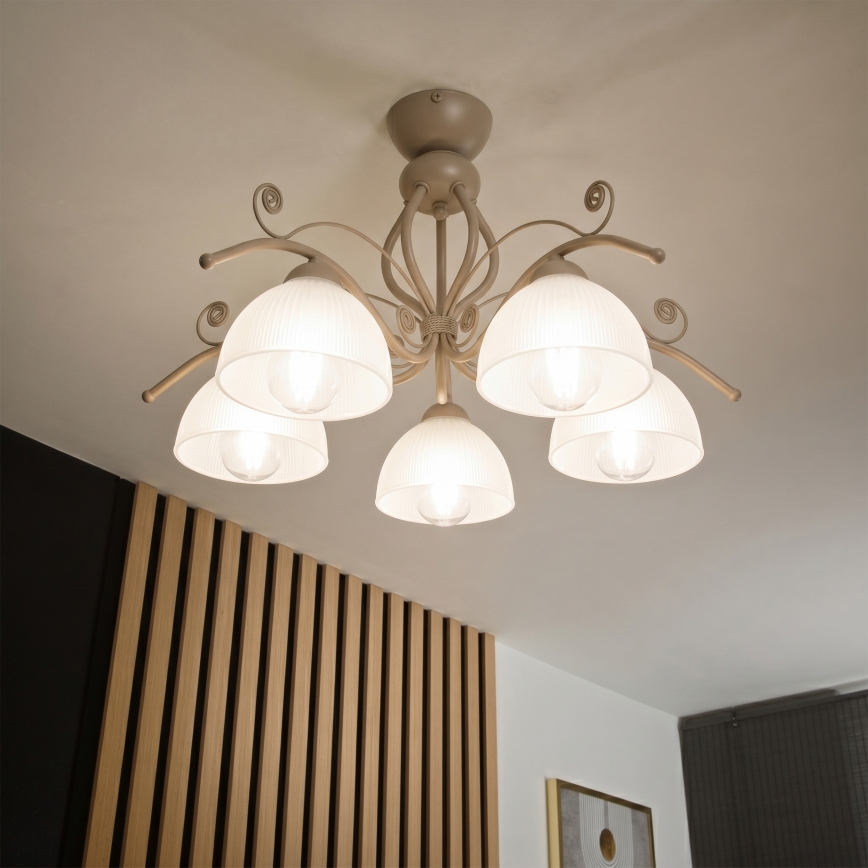 Brilagi - Pritrjena stropna svetilka ANTICO MODERN 5xE27/60W/230V bež