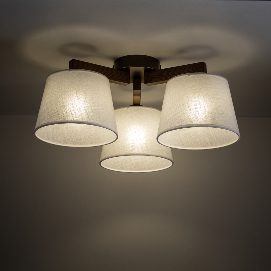Brilagi - Pritrjena stropna svetilka LATTE 3xE27/60W/230V borovica/bež