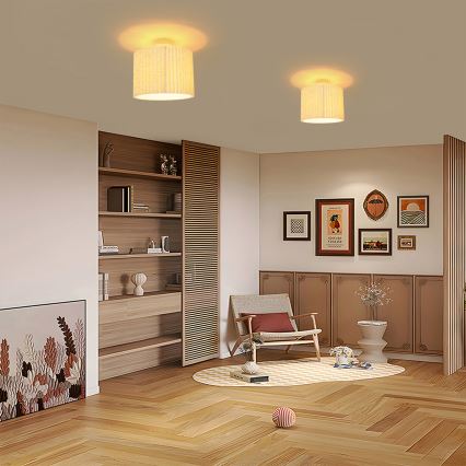 Brilagi - Pritrjena stropna svetilka NORDIC WAVE 1xE27/15W/230V, premer 32 cm, lan/bela