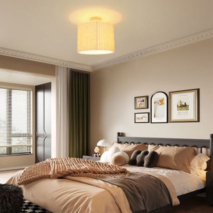 Brilagi - Pritrjena stropna svetilka NORDIC WAVE 1xE27/15W/230V, premer 32 cm, lan/bela