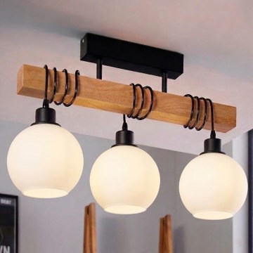 Brilagi - Pritrjeni lestenec WOOD GLASS 3xE27/60W/230V bor/črna/bela