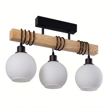 Brilagi - Pritrjeni lestenec WOOD GLASS 3xE27/60W/230V bor/črna/bela