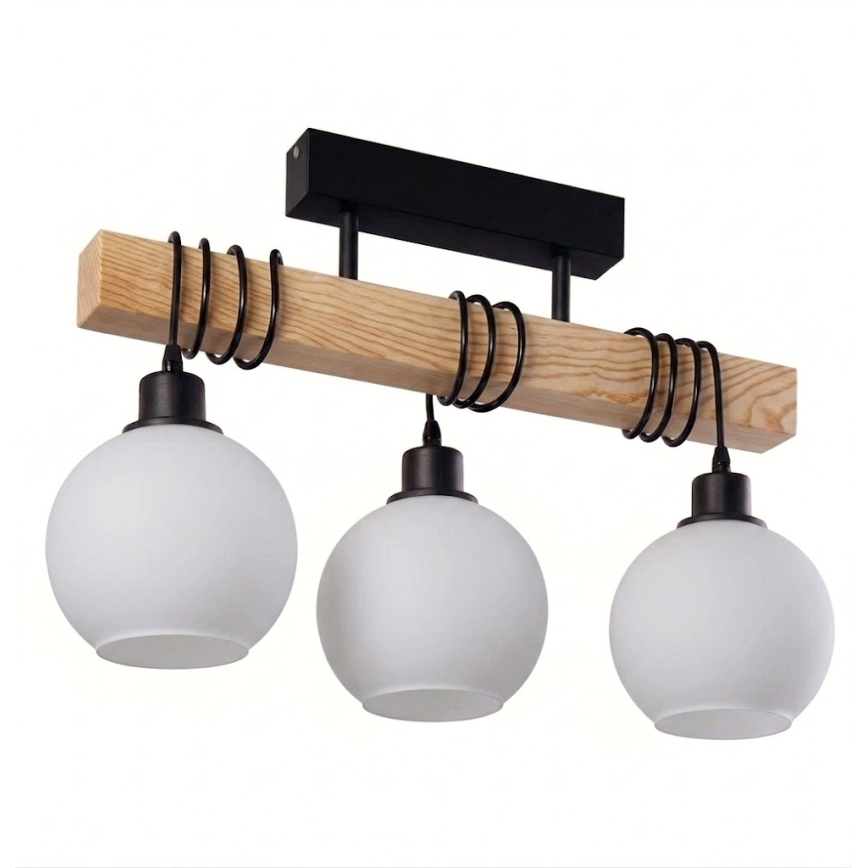 Brilagi - Pritrjeni lestenec WOOD GLASS 3xE27/60W/230V bor/črna/bela