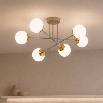 Brilagi - Pritrjeni stropni lestenec MILO 6xE27/60W/230V bež/zlata