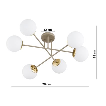Brilagi - Pritrjeni stropni lestenec MILO 6xE27/60W/230V bež/zlata