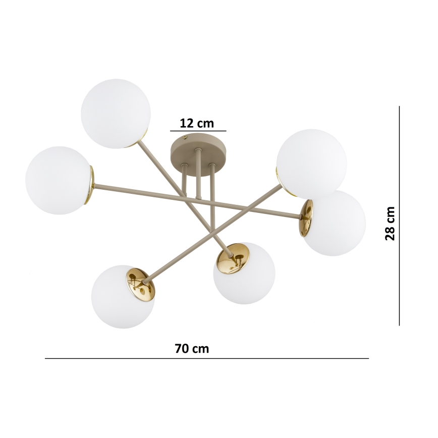 Brilagi - Pritrjeni stropni lestenec MILO 6xE27/60W/230V bež/zlata