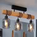 Brilagi - Pritrjeni stropni lestenec WOOD GLASS 3xE27/60W/230V borov les/črna/dimno siva