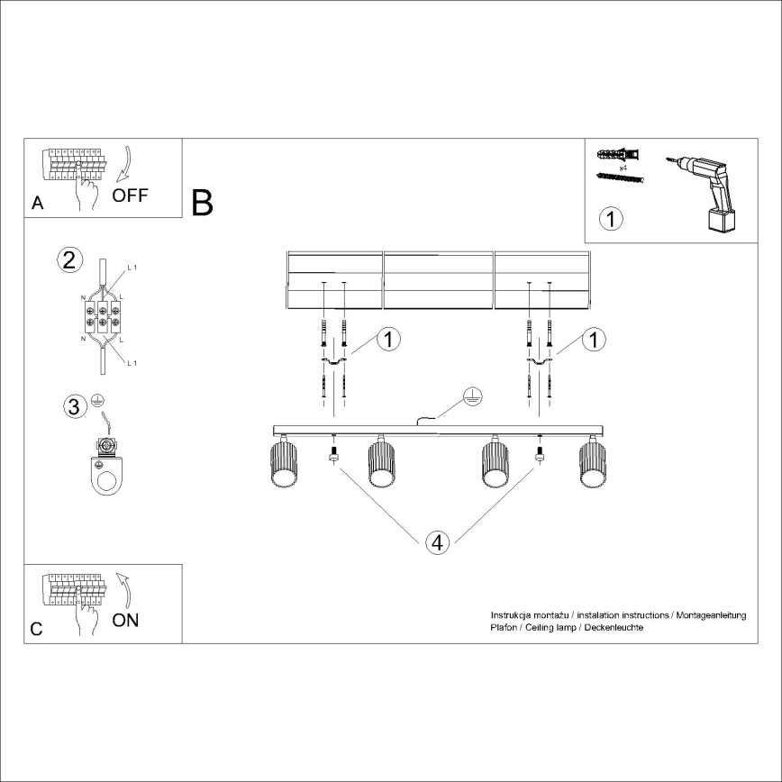 Brilagi - Reflektor CRESTO 4xGU10/10W/230V bela
