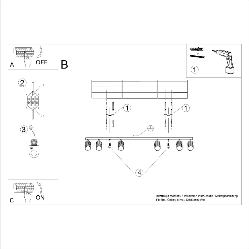 Brilagi - Reflektor CRESTO 6xGU10/10W/230V črna
