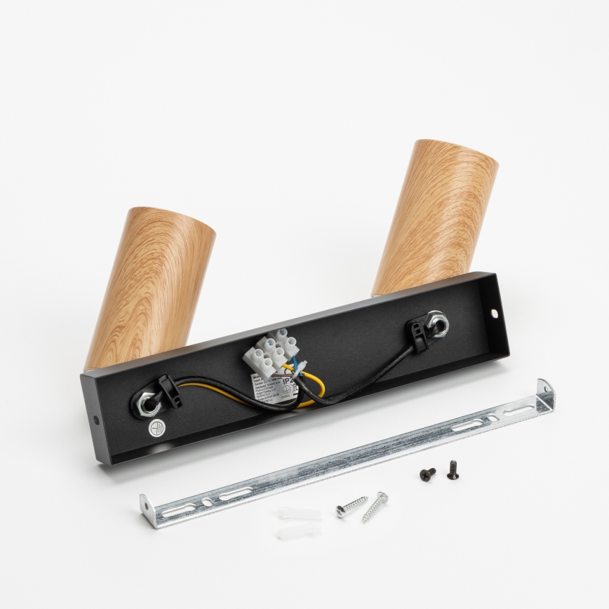 Brilagi - Reflektor SELE 2xGU10/30W/230V črna/hrastov dekor