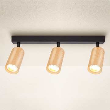 Brilagi - Reflektor SELE 3xGU10/30W/230V črna/hrastov dekor