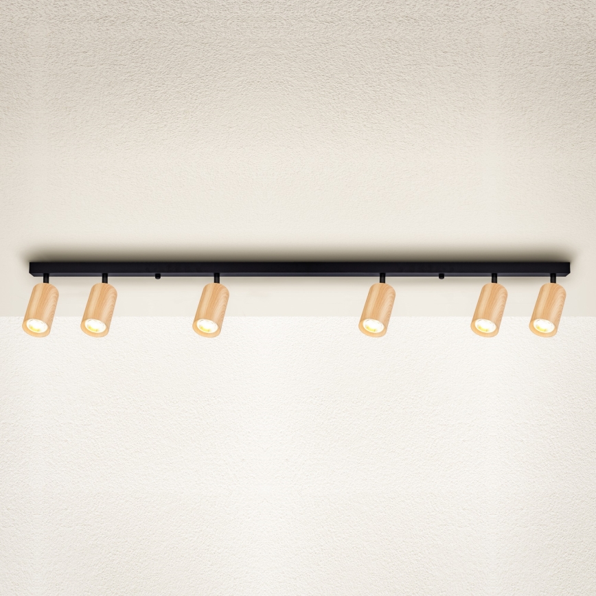 Brilagi - Reflektor SELE 6xGU10/30W/230V črna/hrastov dekor