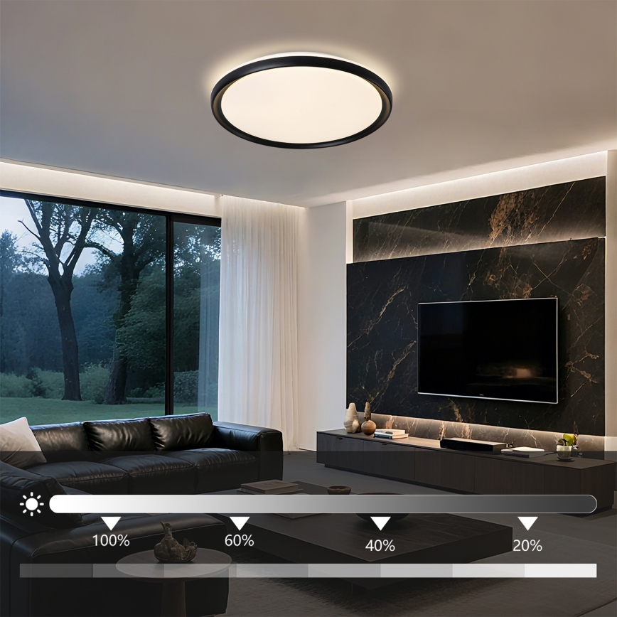 Brilagi - Zatemnjevalna LED stropna svetilka RIVO LED/72W/230V 3000-6000K črna, premer 50 cm + daljinsko upravljanje