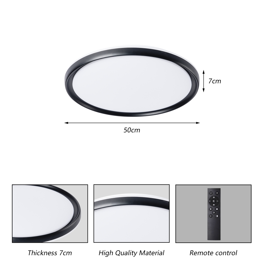 Brilagi - Zatemnjevalna LED stropna svetilka RIVO LED/72W/230V 3000-6000K črna, premer 50 cm + daljinsko upravljanje