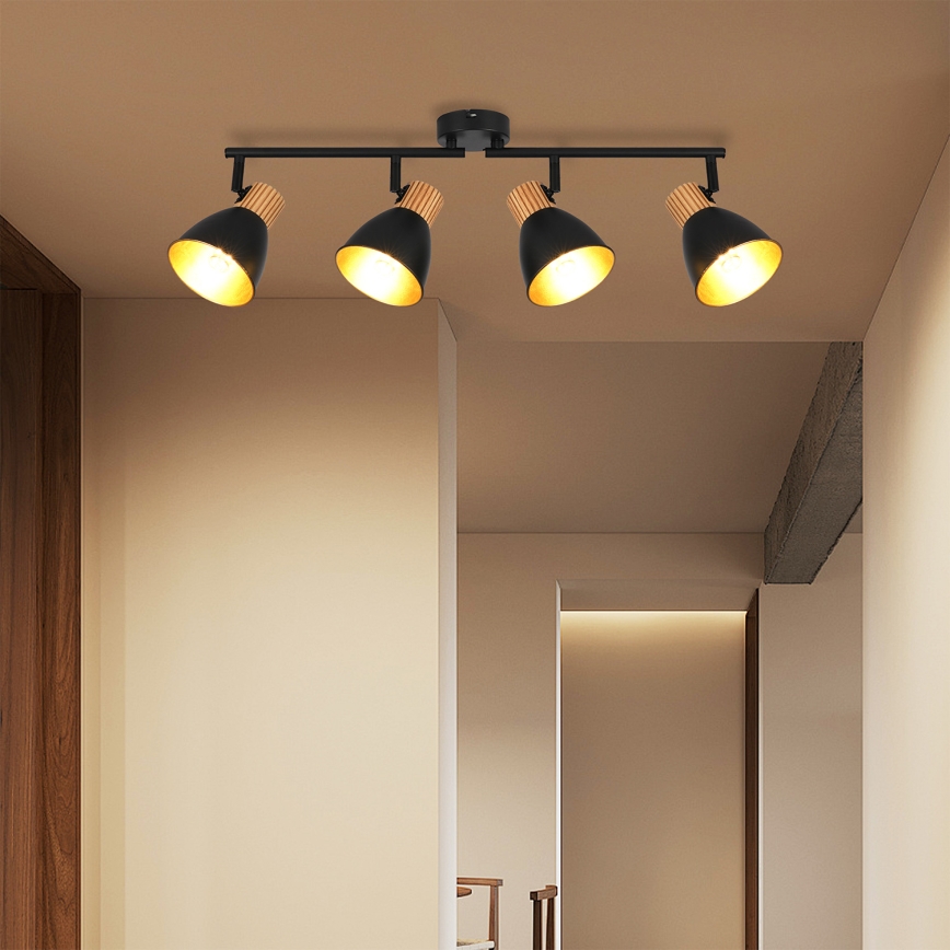 Brilagi - Smerna stropna svetilka ODENSE 4xE14/10W/230V gumi les/črna