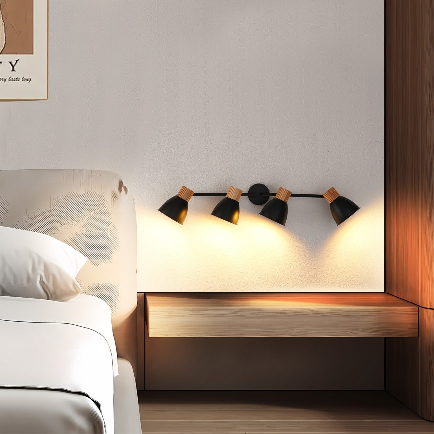 Brilagi - Smerna stropna svetilka ODENSE 4xE14/10W/230V gumi les/črna