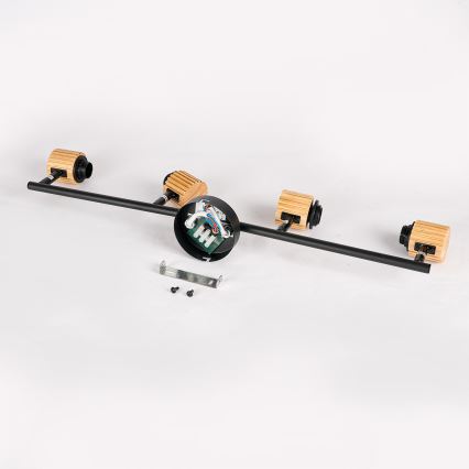 Brilagi - Smerna stropna svetilka ODENSE 4xE14/10W/230V gumi les/črna