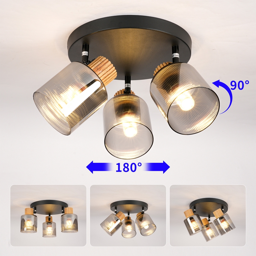 Brilagi - Smerna svetilka HYGGE 3xE14/15W/230V črna/zadimljena