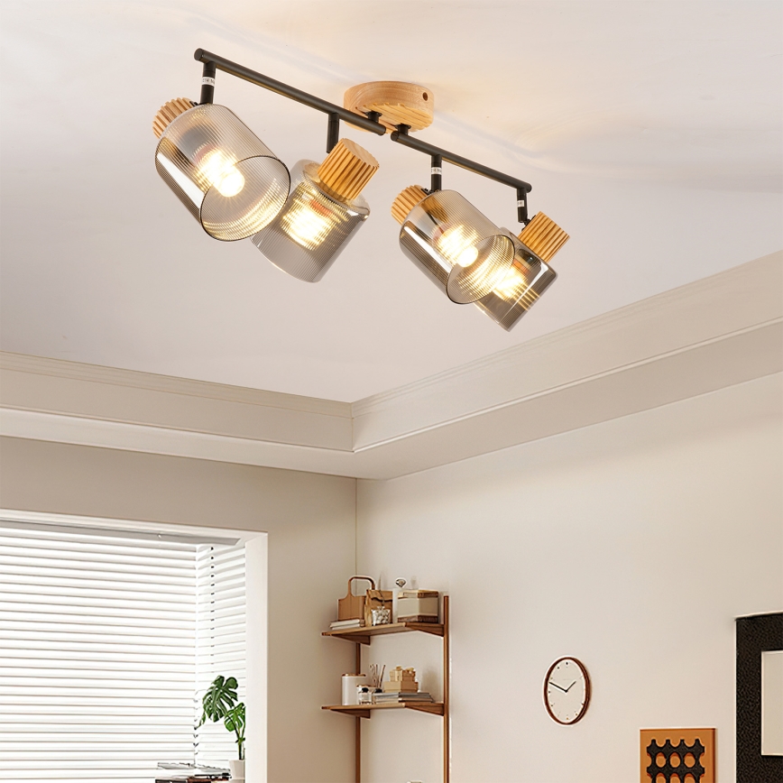 Brilagi - smerna svetilka HYGGE 4xE14/15W/230V lesena/dimna