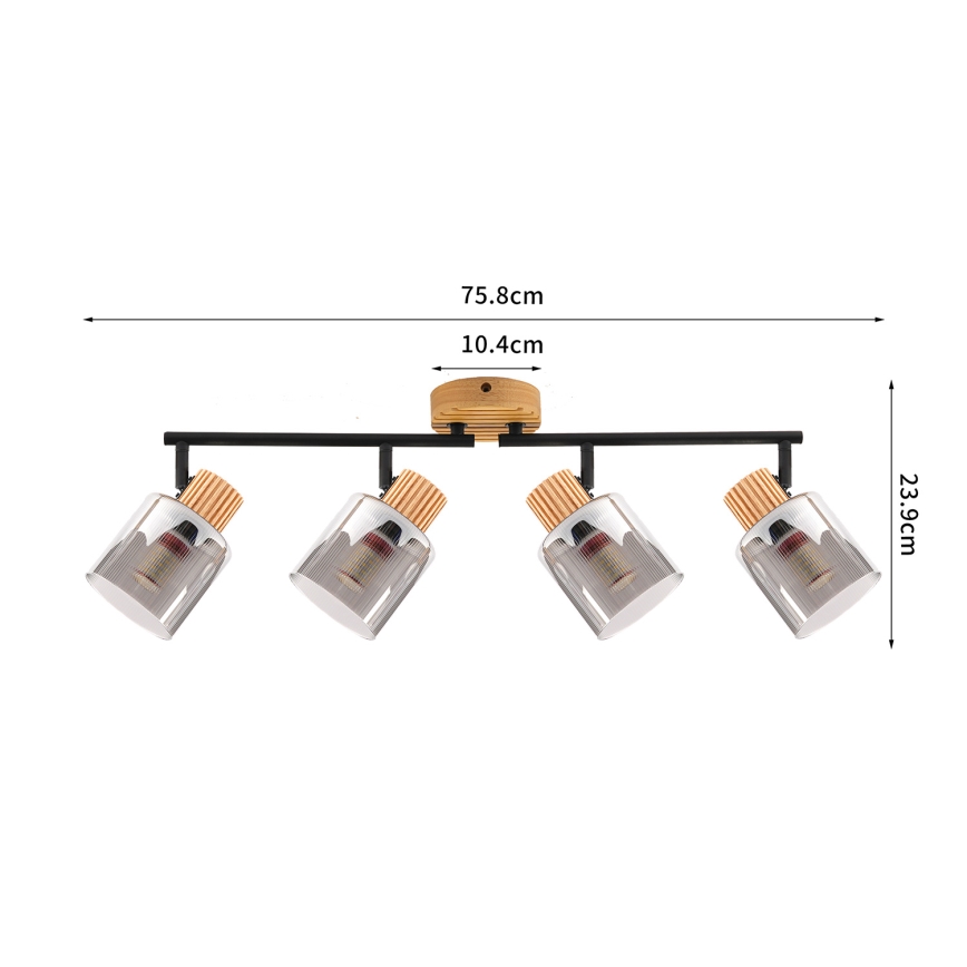 Brilagi - smerna svetilka HYGGE 4xE14/15W/230V lesena/dimna