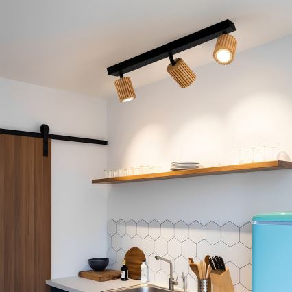 Brilagi - Smerna svetilka MODERN WOOD 3xGU10/8W/230V kavčukovec/črna